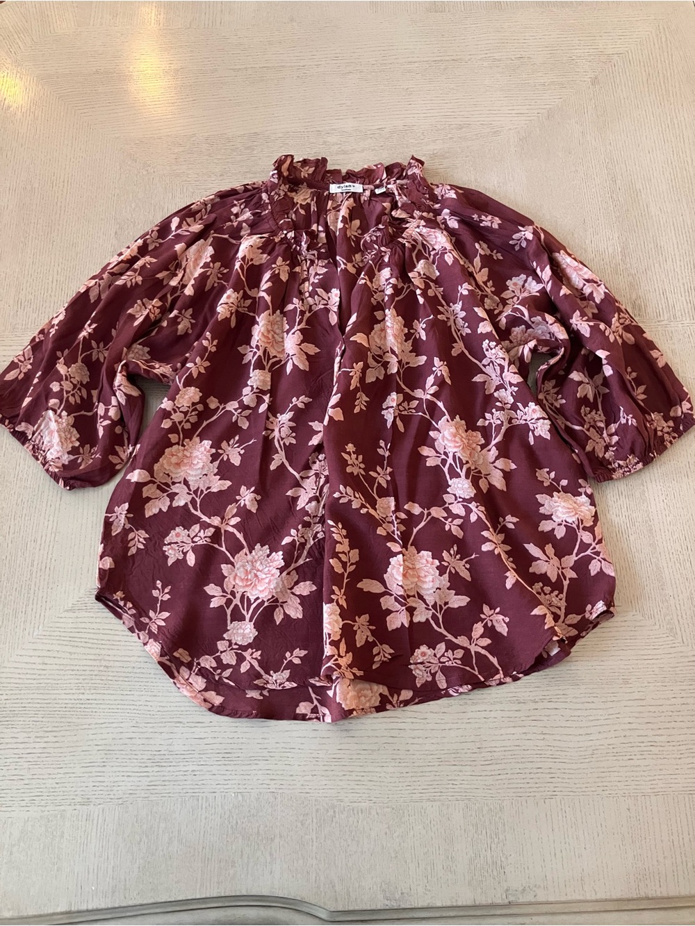 dylan Floral Blouse in Wine and Blush Pink